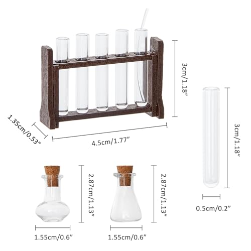 Mini Glass Test Tube Set with Wooden Rack - color: Coconut Brown