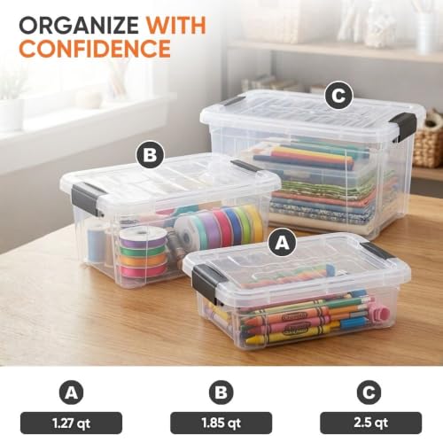 Superio 1.85 Quart Clear Plastic Storage Boxes with Lids, Stackable Organizer Containers, BPA-Free Storage Bins for Home, Office, School & Dorm, 1 Pack - size: 1.85 Quart