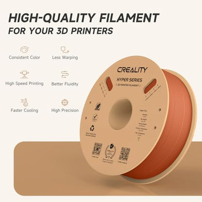 Official CREALITY Hyper PLA Filament 1.75mm, High Speed PLA 30-600mm/s Rapid 3D Printer Filament, Dimensional Accuracy +/-0.02mm, Fit Most FDM 3D Printers, 1KG(2.2lbs) Spool Burnt Orange - color: Burnt Orange