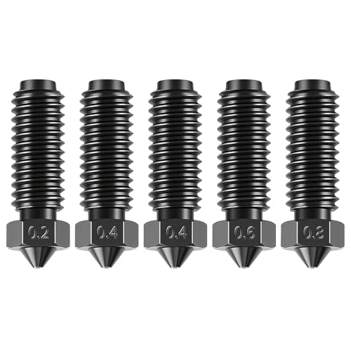 Hardened Steel Nozzle Kit for Kobra S1 / S1 Combo & Kobra 3/3 Combo, 0.2mm, 0.4mm, 0.6mm & 0.8mm Replacement Nozzles, 3D Printer Accessories, 5-Pack - color: Kobra 3/S1 Nozzle (Multi Size)