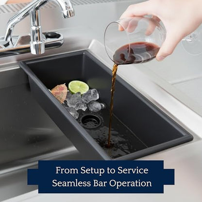 Spill-Stop 13-760 Bar Drain Tray, Durable Black Plastic, Large 14" x 5" x 3", Fits Standard Bar Sinks, Includes Drain Extension Tube, Made in USA
