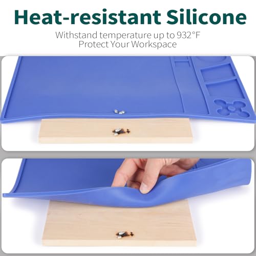 YIHUA M160 Heat-resistant Soldering Mat with Multiple Storage Slots, Built-in Ruler, Bendable Soft Silicone Soldering Mat, Dimensions 13.78 * 9.96 * 0.2 inches (350 * 253 * 5mm) - size: 13.78 in × 9.96 in