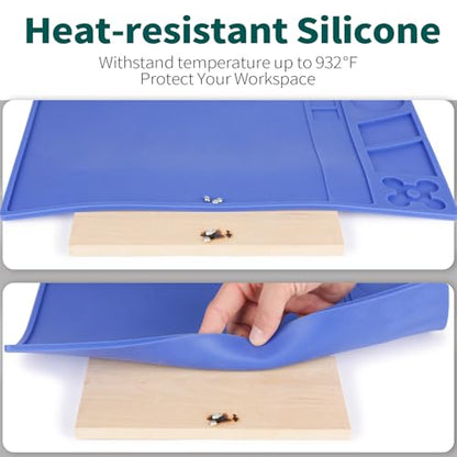 YIHUA M160 Heat-resistant Soldering Mat with Multiple Storage Slots, Built-in Ruler, Bendable Soft Silicone Soldering Mat, Dimensions 13.78 * 9.96 * 0.2 inches (350 * 253 * 5mm) - size: 13.78 in × 9.96 in