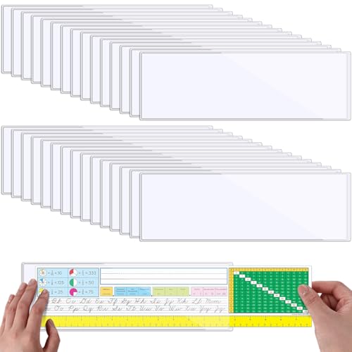 Outus 100 Pcs Nameplate Pocket, 18 x 4 Inch Self Adhesive Name Tag Sleeves - size: 18 x 4 Inch