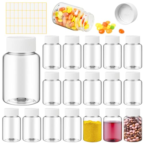 Lamoutor 30Pcs Clear Pill Bottle Plastic Medicine Bottle Empty Reagent Chemical Containers with Caps for Liquid Solid Powder Medicine 100ML - size: 100ML