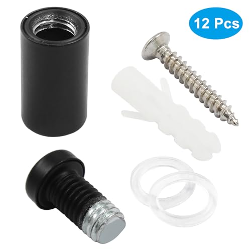 1/2" x 1" Sign Standoff Screws, 12 Pcs, Black Acrylic - color: Black, size: 1/2" x 1",12 Pcs