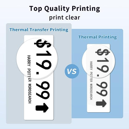 [1x2400 pcs] Phomemo 3 x 1 inch (76mm*25mm) Thermal Transfer Polypropylene Labels for Barcodes, Address, Compatible with Thermal Transfer Desktop Printers, 1 in Core 1 Rolls (White) - size: 3" x 1"