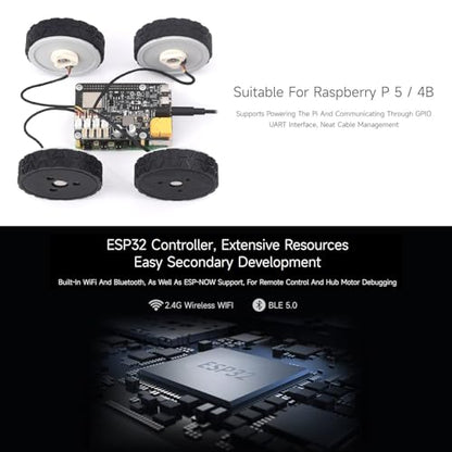 Waveshare Direct Drive Servo Motor Driver Board, Support ESP Now, Integrates ESP32 and Control Circuit, Suitable for DDSM Series Hub Motors