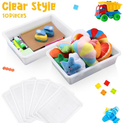 Hoteam 10 Pack Flat Bins Paper Trays,White,13.78 X 9.84 X 3.15 Inch - color: White, size: 13.78 x 9.84 x 3.15 Inch