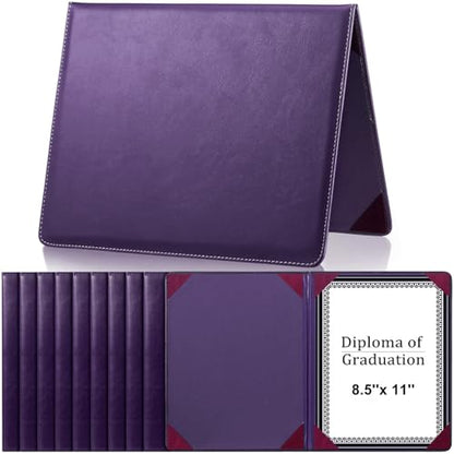 Tenare 10 Pcs Purple PU Leather Certificate Cover Diploma Folder Holder - color: Purple