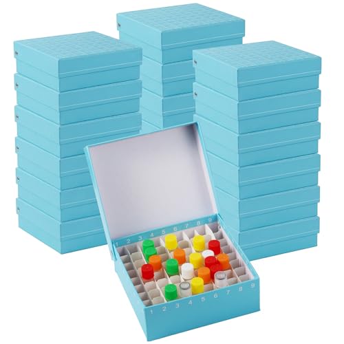18Pcs Blue 81 Well Cardboard Freezer Box for Lab Storage Waterproof Coating - color: Blue