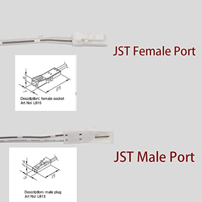 VST 6.56ft Flexible Extendable Cables with 12V JST Connector Male and Female 12V Puck Lights, Led Strip Light, 12V Driver (Pack of 4) - color: White, size: 12V (Pack of 4)