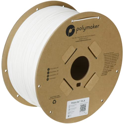 Polymaker PLA Filament, White 3D Printing PLA Filament 1.75mm 3kg - PolyLite 3D Printer PLA Filament, Dimensional Accuracy +/- 0.03mm, Compatible with Most 3D Printer, White - color: 315 - 1.75mm White (Hex Code: #Ddd7d3), size: 1.75 Millimeters
