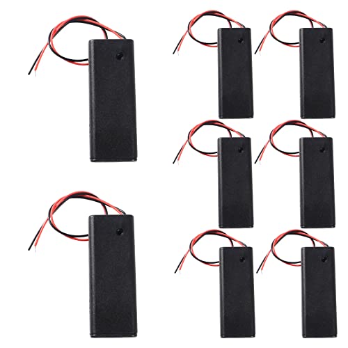 8Pcs 1 Slots 1.5V AA Battery Case Holder 1 x 1.5V AA Battery Spring Clip Storage Box with Wire and ON/Off Switch - size: AA 1 Cell