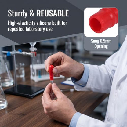 ULTECHNOVO 50Pcs Red Silicone Pipette Bulb Caps for Glass Dropper Tubes