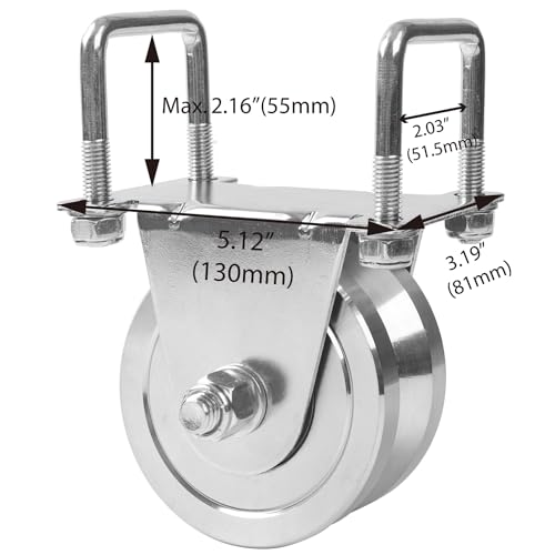 4” V-Groove Dual Bearing Slide Gate Wheel w/Bolted Bracket Cradle