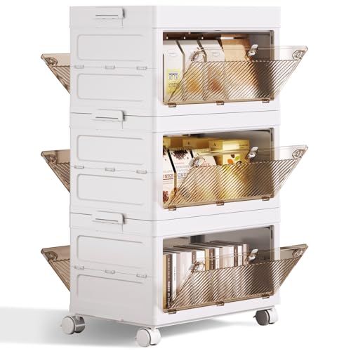 QudraKast 3-Tier Stackable Plastic Storage Bins - 67QT Stackable Storage Bins - Closet Organization, Suitable for Bedroom, Organization and Boxes for Study, Toy Room, Office - size: 3-Tie