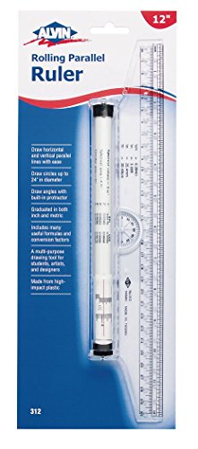 ALVIN Rolling Parallel Ruler, 12 Inch, Model 312, Multipurpose Imperial and Metric Rolling Ruler for Students, Artists, and Designers, Ideal for Drawing Parallel Lines, Curves and Arcs - 12 inches - size: 12" inch Rolling Ruler