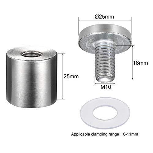 uxcell 1 Dia x 1-3/16"(25x30mm) Standoff Screws Wall Mount Sign Holders Acrylic Glass Nails 10pcs - size: 25mmx30mm