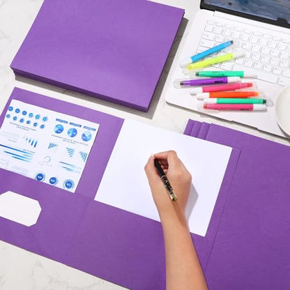 Harloon 75 Pack Purple Two Pocket Paper Folders Bulk, Letter Size - color: Purple