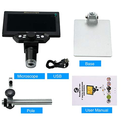 Koolertron 7" LCD Digital Microscope, 1080P USB Camera - size: 7 inch (LCD and 8 LED Lights)