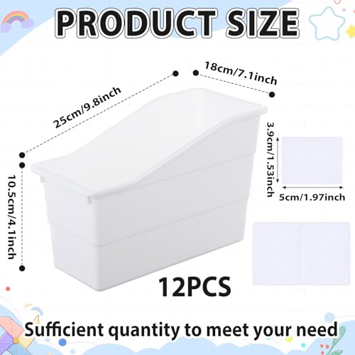 gisgfim 12 Pack Large Book Bins with Labels (White) - color: White
