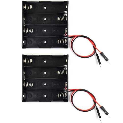 whiteeeen 2pcs 4 AA Battery Holder 4 Slots 6V (4 x 1.5V) Battery Box case with Male Pin Header Wire Lead Easy to Use - size: AA 4x1.5V with Male Pin Header (2pcs)