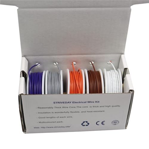 26 AWG 1007 Tinned Copper Wire Electric Wire kit 26 Gauge Hook Up Wire 300V Cables Electronic Stranded Wire Cable Industries Electrics DIY box2 - color: Box-2, size: 26AWG