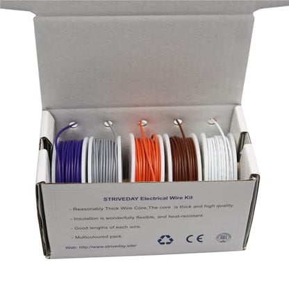 26 AWG 1007 Tinned Copper Wire Electric Wire kit 26 Gauge Hook Up Wire 300V Cables Electronic Stranded Wire Cable Industries Electrics DIY box2 - color: Box-2, size: 26AWG