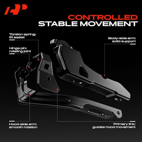 A-Premium Set of 2 Front Driver and Passenger Hood Hinges