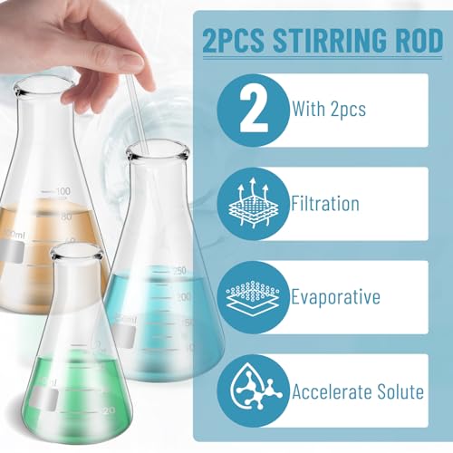 Erlenmeyer Flask Cylinder Set 50-250mL with Dropper