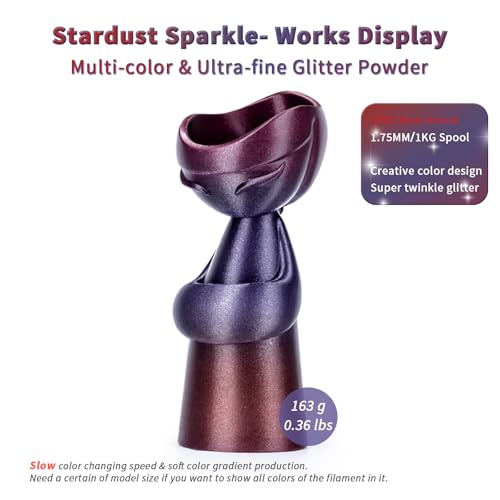 ZIRO Slow Color Gradient 1.75mm PLA, Fit Most 3D Printer, Stardust Sparkle - color: Stardust Sparkle