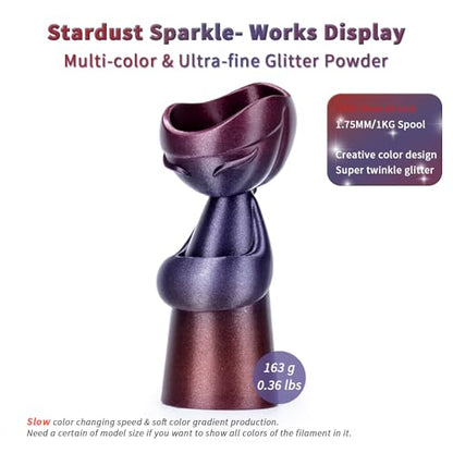 ZIRO Slow Color Gradient 1.75mm PLA, Fit Most 3D Printer, Stardust Sparkle - color: Stardust Sparkle