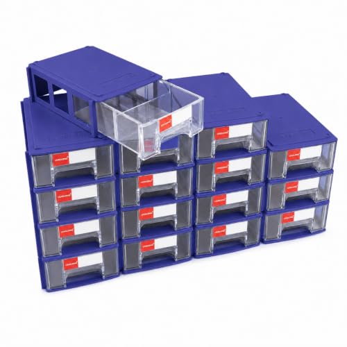 16 Pack Stackable Desk Organizer Drawers for Craft Storage Blue - color: Blue