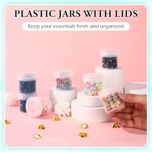 Meanplan 100 Pcs 1.7 oz Clear Plastic Container Jar with Lid Leak Proof - color: Clear, size: 1.7 oz