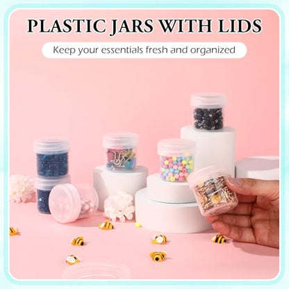 Meanplan 100 Pcs 1.7 oz Clear Plastic Container Jar with Lid Leak Proof - color: Clear, size: 1.7 oz