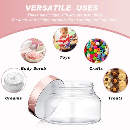 24 Pack Plastic Cosmetic Jars with Lids Label, 8 oz, Rose Gold - color: Rose Gold, size: 8 oz
