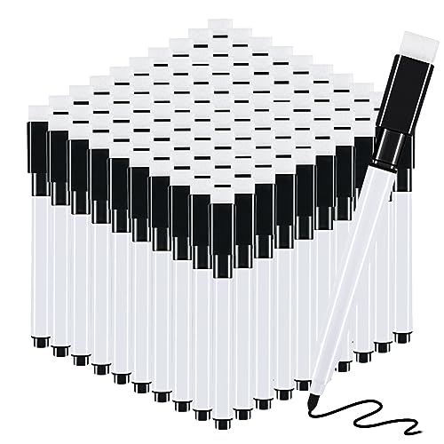 RETON 100 Pcs Magnetic Dry Erase Markers, White Board Pens with Eraser Cap - size: 1 Count (Pack of 100)