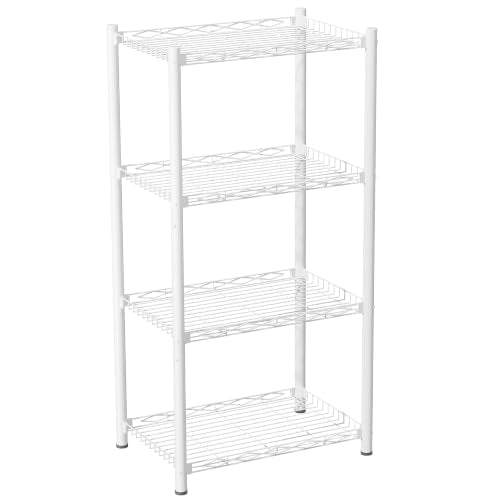 VETALLO 4 Tier Wire White Small Shelving Units (16.6" L x 11.8" W x 40" H) - color: White, size: 4 Tier 16.6" L x 11.8" W x 40" H