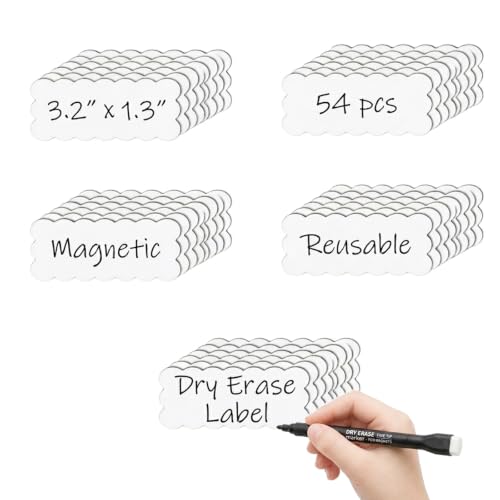 Dry Erase Magnetic Labels, 3.2 x 1.3 Inches, 54 Pack