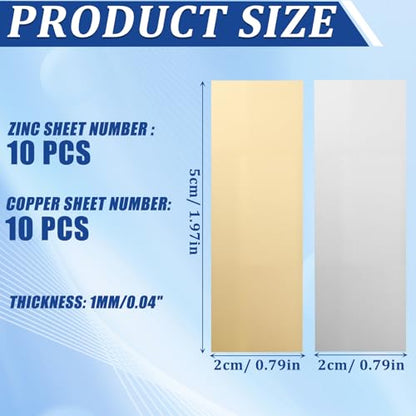 Sewroro Zinc and Copper Sheets 10 Pairs Fruit Battery Experiment