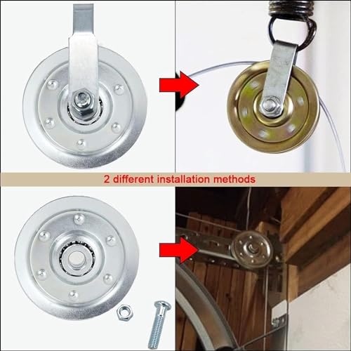 Garage Door 4" Pulley Kits, 1/8" Bore - 400LB Load, with Heavy Duty Sheave Pulley, Clevis Fork, Bolts and Nuts | Extension Spring Pulley Replacement (2-Pack) - size: Pack of 2
