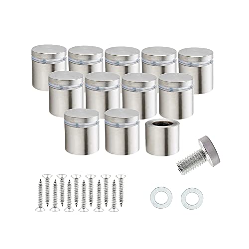 Stainless Steel Wall Mount Glass Standoff Holder Screw Nails Advertising Nails 12 Pcs (16x20mm) - size: 16x20mm