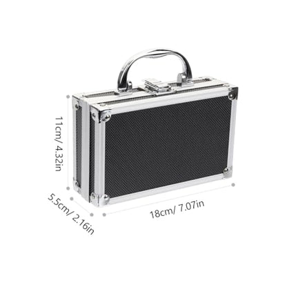 7-Inch Mini Aluminum Briefcase Hard Shell Metal Tool Box with EVA Foam Shockproof Storage Case for Precision Instruments Valuables
