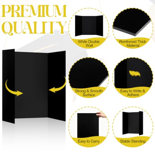 6 Pack Back to School Decorations Black Trifold Display Boards 24" x 16"