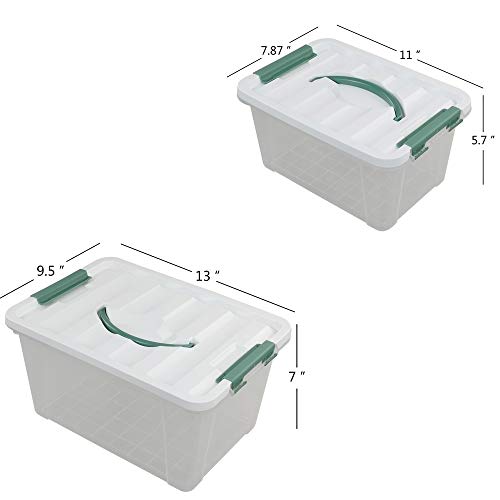 Jekiyo Clear Latching Box, Plastic Storage Bin, 2 Packs(6 Quart&14 Quart) - size: 6 Quart&14 Quart