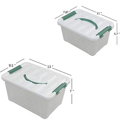 Jekiyo Clear Latching Box, Plastic Storage Bin, 2 Packs(6 Quart&14 Quart) - size: 6 Quart&14 Quart