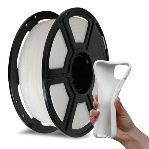 FLASHFORGE PLA Flexible 1.75 mm, 4X Longer Stretch 3D Printer Filament 1Kg (2.2lbs) Spool - Dimensional Accuracy +/- 0.02 mm, Ideal for Printing Soft Accessories - color: White