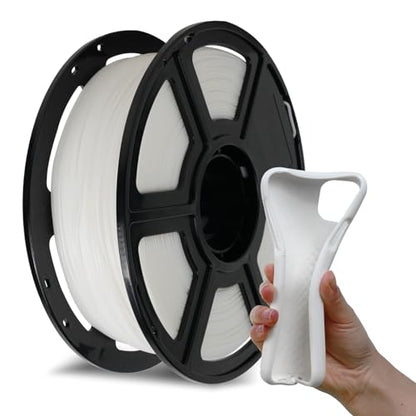 FLASHFORGE PLA Flexible 1.75 mm, 4X Longer Stretch 3D Printer Filament 1Kg (2.2lbs) Spool - Dimensional Accuracy +/- 0.02 mm, Ideal for Printing Soft Accessories - color: White