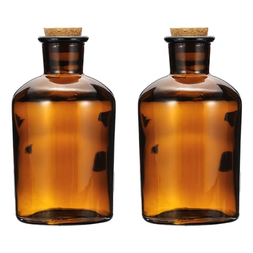 PATIKIL 2Pcs 250ml Glass Reagent Bottle, Narrow Mouth Bottle, Brown(8.5oz) - size: 250ml